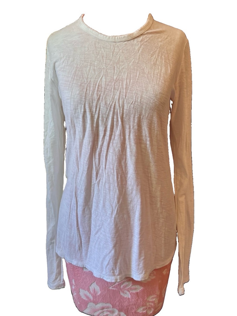 James Perse White Cotton Modal Long Sleeve Top Size 4 XL Scoop Neck Shirt